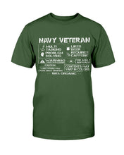 Load image into Gallery viewer, Navy Veteran Contents May Vary In Colors T-Shirt
