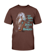 Load image into Gallery viewer, This Girl Runs On Jesus And Horses T-Shirt
